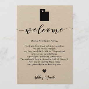Utah Wedding Welcome Letter & Itinerary Card