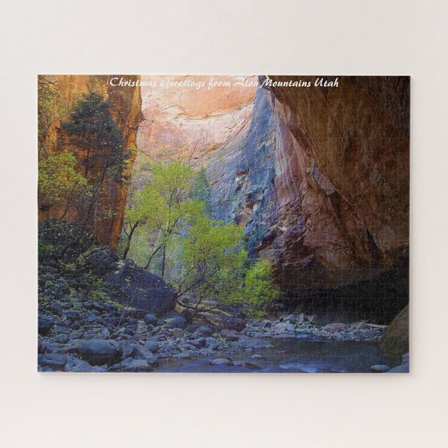 Utah Zion Mountains. Christmas Greetings Jigsaw Puzzle (Horizontal)