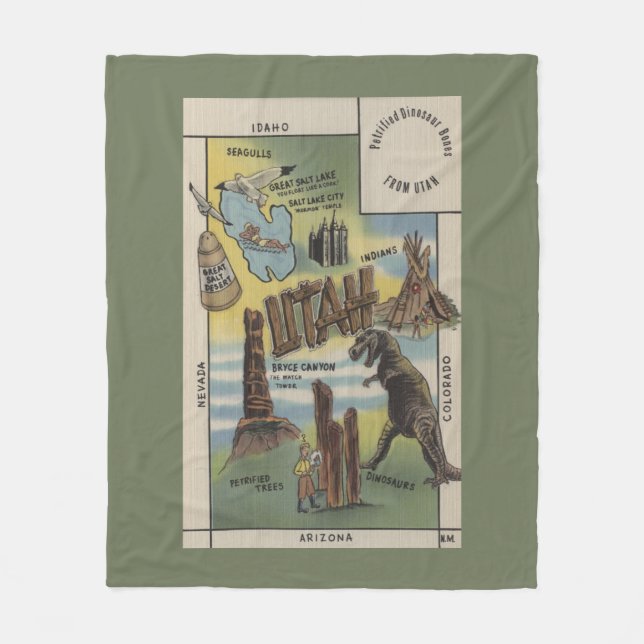 UtahDepictions of Sites to See in UtahUtah Fleece Blanket (Front)