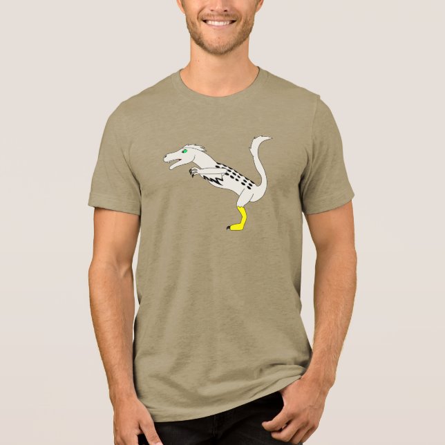 Utahraptor Adult Dino Collection Light Army Green Tri-Blend Shirt (Front)