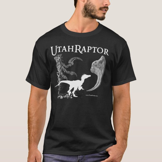 Utahraptor shirt in dark colours (Front)