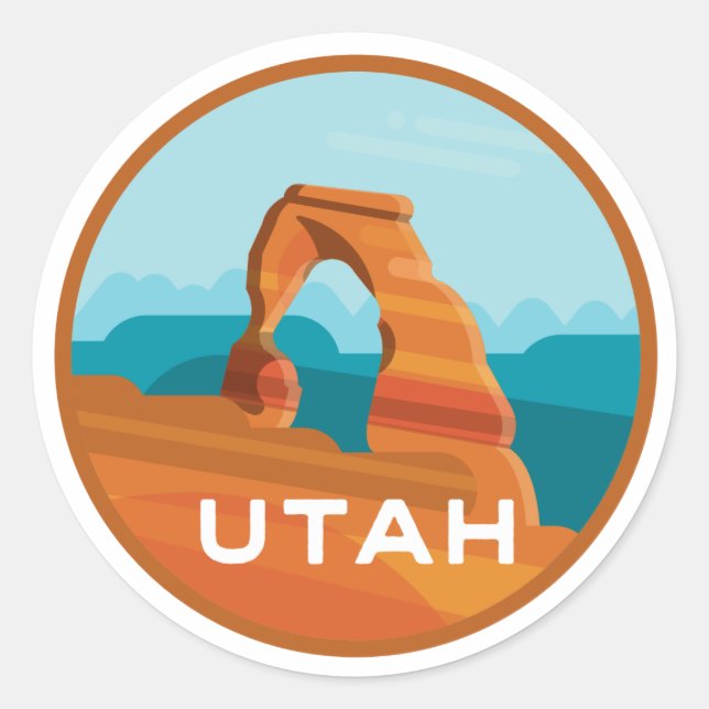 Utah's Delicate Arch Classic Round Sticker (Front)