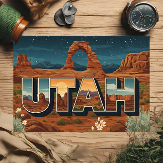 Utah's National Park Vintage Postcard - Night sky 