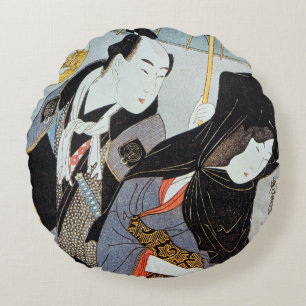 Utamaro: Lovers, 1797 Round Cushion