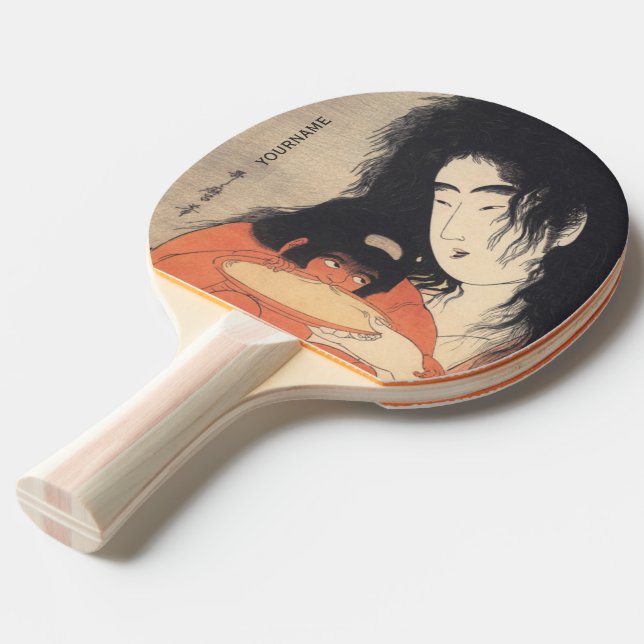 Utamaro’s Japanese Art custom ping pong paddle (Back Angle)
