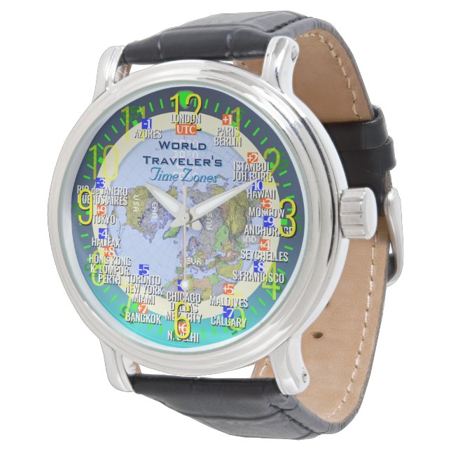 UTC World Travelers Time Zones Watch (Angled)