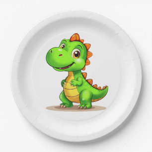 ute 3D Digital Paint Baby Dinosaur Paper Plate
