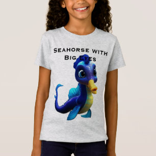 ute Black Baby Seahorse with Big Eyes – Adorable T-Shirt