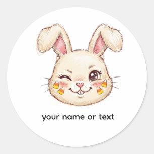 ute Mischievous Winking Bunny Candy Corn Face Pain Classic Round Sticker