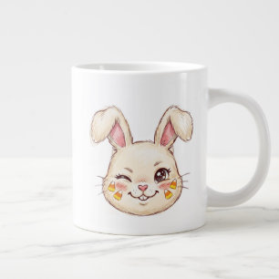 ute Mischievous Winking Bunny Candy Corn Face Pain Large Coffee Mug