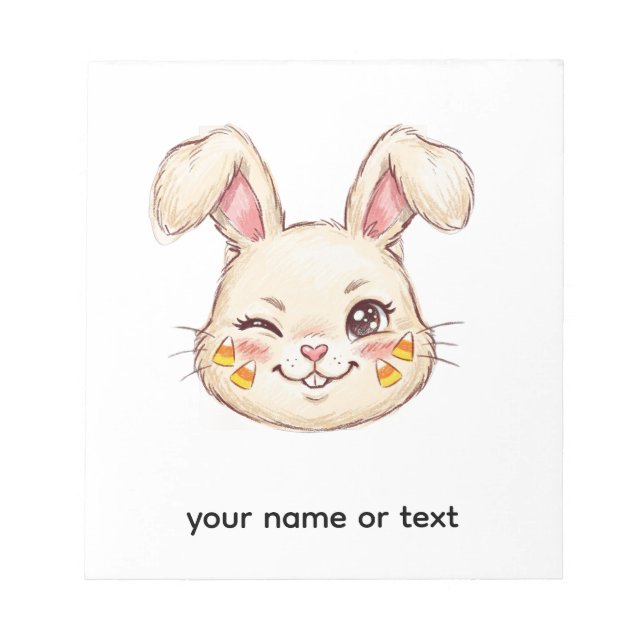ute Mischievous Winking Bunny Candy Corn Face Pain Notepad (Front)