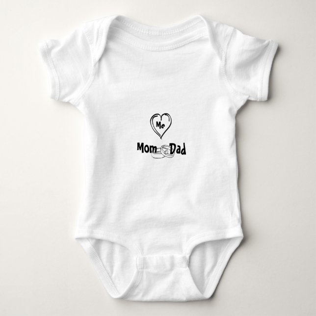 ute Mum & Dad Heart – Custom Name Baby Bodysuit (Front)