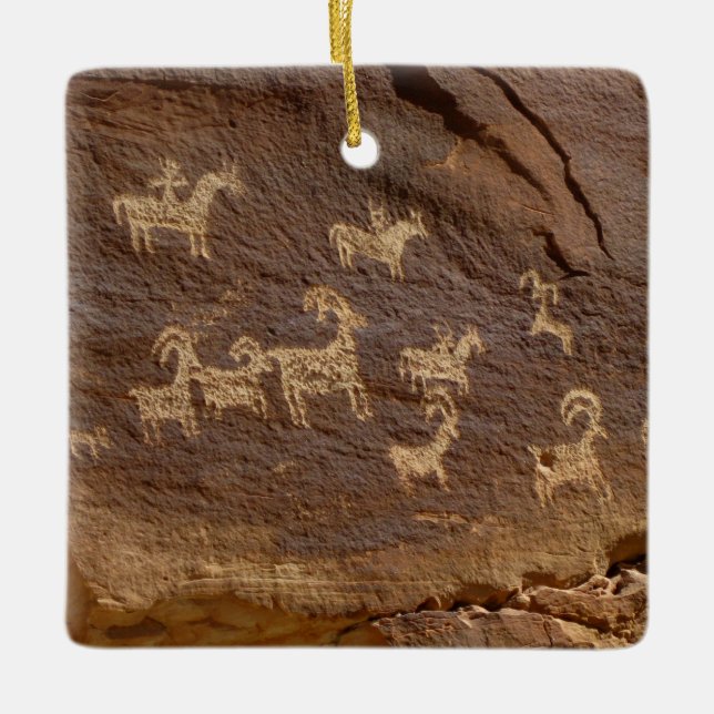 Ute Petroglyphs Ceramic Ornament (Front)