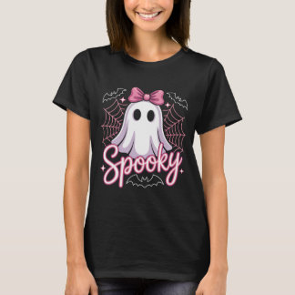 ute Spooky Ghost with Pink Bow T-shirt