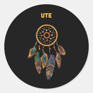 Ute Tribe Native American Honour Respect Dream Cat Classic Round Sticker