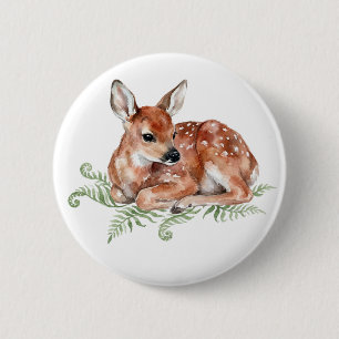 ute Watercolor Fawn Woodland Animal Button