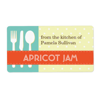 Utensil orange blue from the kitchen of jar label