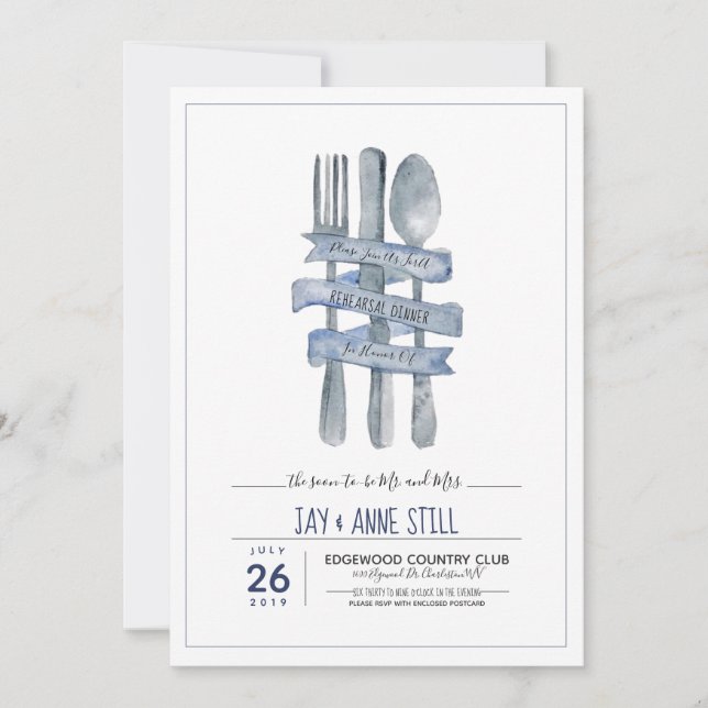 Utensils Rehearsal Dinner Invitation (Front)
