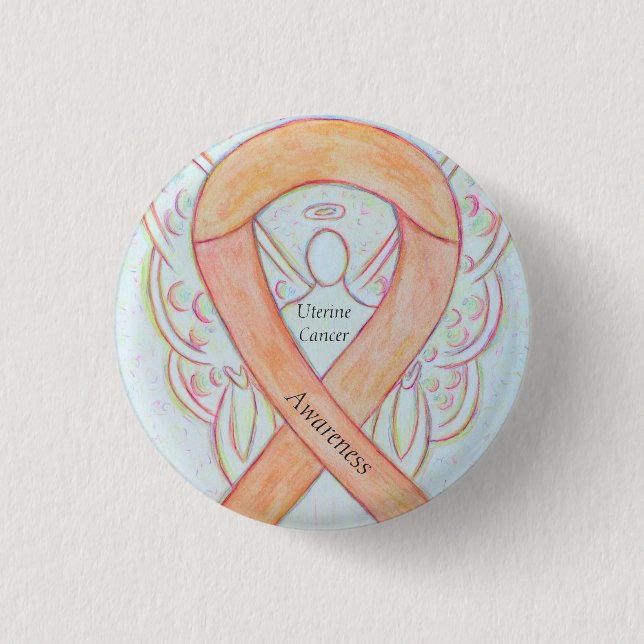 Uterine Cancer Angel Awareness Custom Ribbon Pins (Front)
