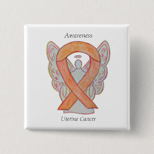 Uterine Cancer Angel Awareness Ribbon Pins