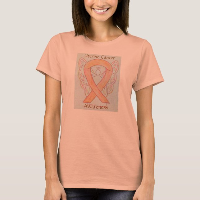 Uterine Cancer Awareness Ribbon Angel Custom Shirt (Front)
