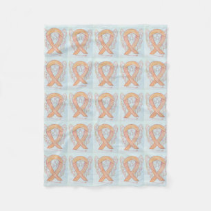 Uterine Cancer Awareness Ribbon Fleece Blankets
