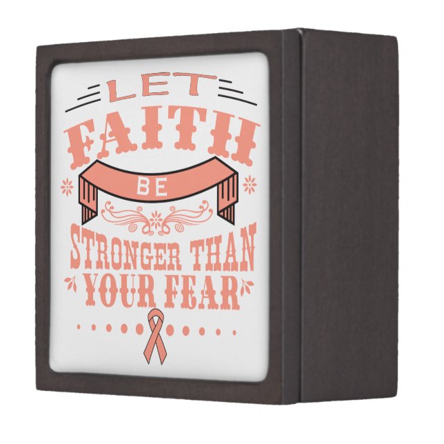 Uterine Cancer Faith Stronger than Fear Gift Box (Front Left)