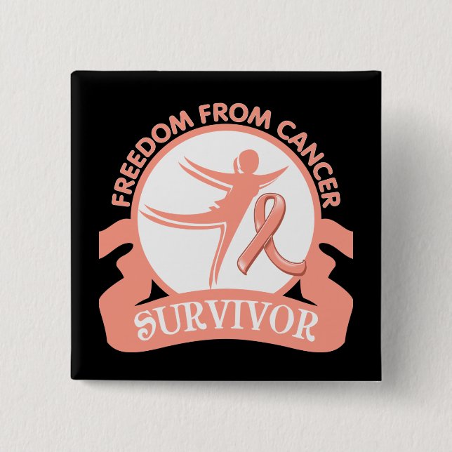 Uterine Cancer - Freedom From Cancer Survivor 15 Cm Square Badge (Front)