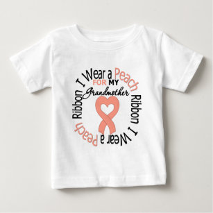 Uterine Cancer I Wear Peach Ribbon For Grandmother Baby T-Shirt