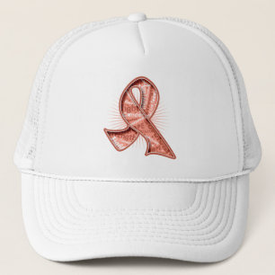 Uterine Cancer Slogan Watermark Ribbon Trucker Hat
