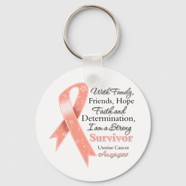 Uterine Cancer Support Strong Survivor Key Ring (Front)