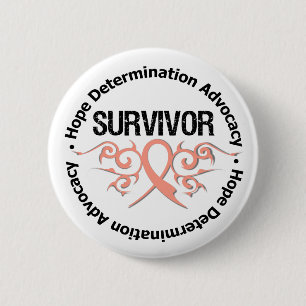 Uterine Cancer Survivor Tribal Ribbon 6 Cm Round Badge