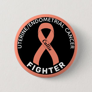 Uterine Endometrial Cancer Fighter Ribbon Black 6 Cm Round Badge