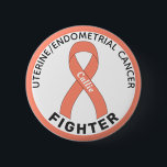 Uterine Endometrial Cancer Fighter Ribbon White Bu 6 Cm Round Badge<br><div class="desc">Uterine Endometrial Cancer Fighter Ribbon White Button for awareness and support for women fighting uterine endometrial cancer.</div>