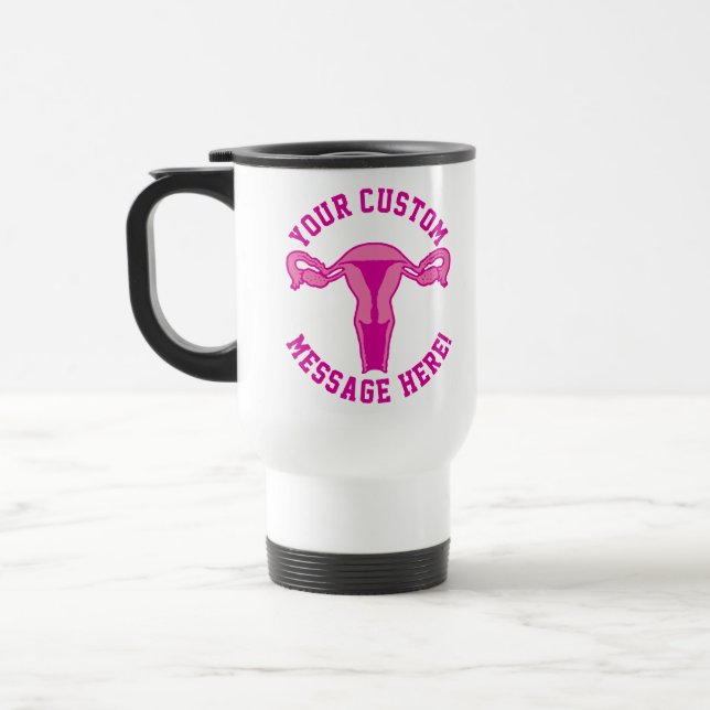 Uterus Graphic + Custom Text Button Mug (Left)