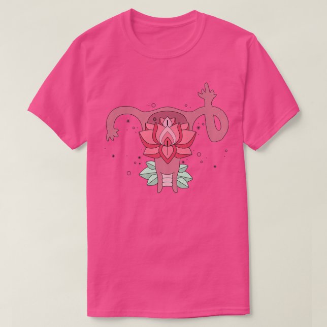 Uterus Shows Middle Finger Feminist Feminism6045  T-Shirt (Design Front)