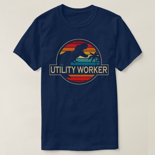Utility Worker Dinosaur T-Shirt (Design Front)