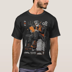 Utopia Future City Cyberpunk Knowledge Seeker Art T-Shirt