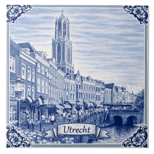 Utrecht Delft Blue style ceramic tile (Front)