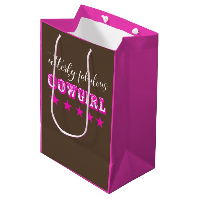 "Utterly Fabulous Cowgirl" Medium Gift Bag (Front Angled)