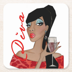 “Utterly Fabulous Diva” Square Paper Coaster