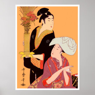 Utumaro Rice Balls & Flowers Poster