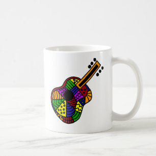 UV- Colourful Folk Art Guitar Design Coffee Mug