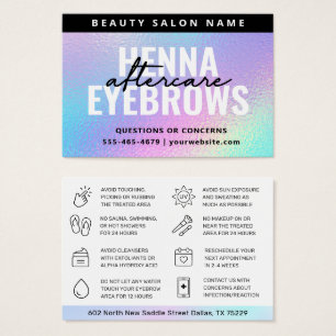 UV Gloss Holographic Henna Brows Aftercare Card