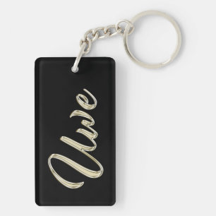 Uwe Name whitegold key trailer Key Ring
