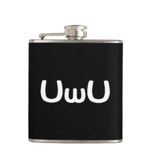 UwU Happy Anime Face Emoticon Hip Flask