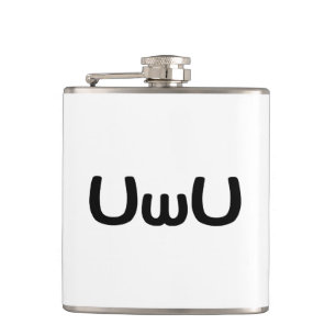UwU Happy Anime Face Emoticon Hip Flask