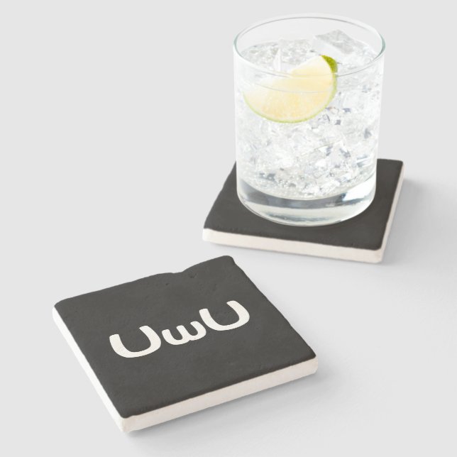 UwU Happy Anime Face Emoticon Stone Coaster (Side)