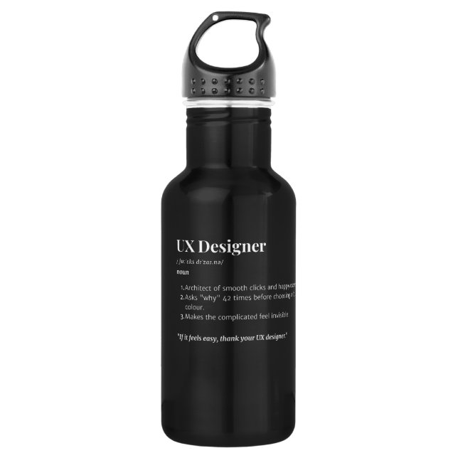 UX Designer Gift – Funny Job Definition 532 Ml Water Bottle (Front)