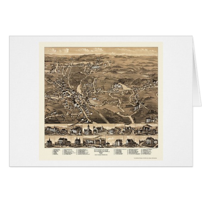 Uxbridge, MA Panoramic Map - 1880 (Front Horizontal)